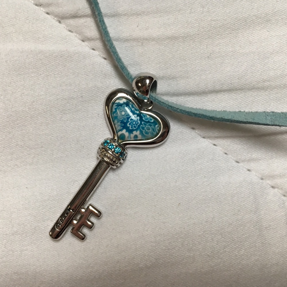 Heart Key Faux Leather Necklace